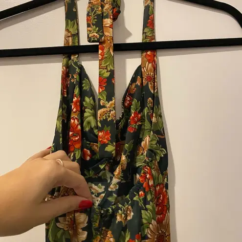 Floral Vintage Maxi Dress Green Size M