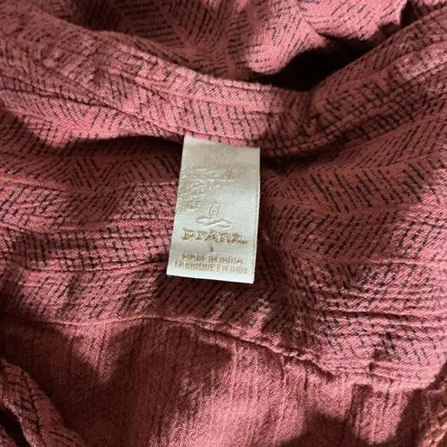 prAna Sleeveless Smocked Waist Maxi Dress Coral Herringbone Pattern L