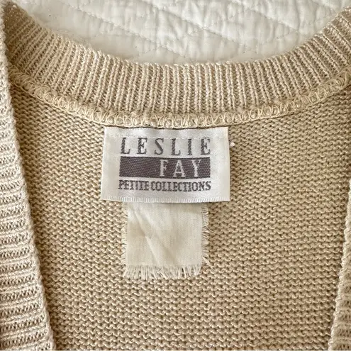 Leslie Fay Vintage 90s Embroidered Floral Knit Vest Petite Collection
