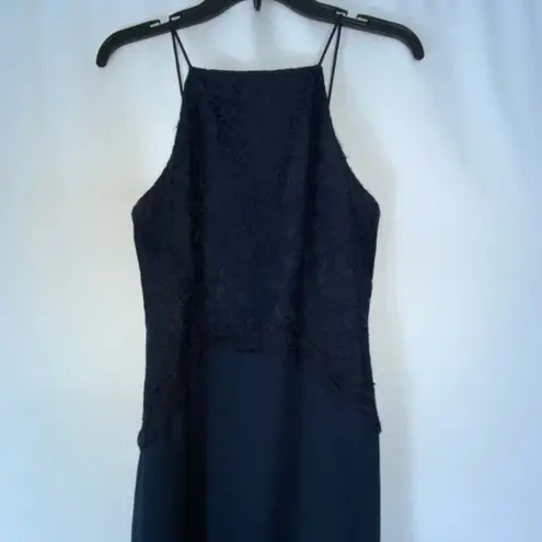 After Six Midnight Blue Chiffon Lace Formal Prom Special Event Gown 4