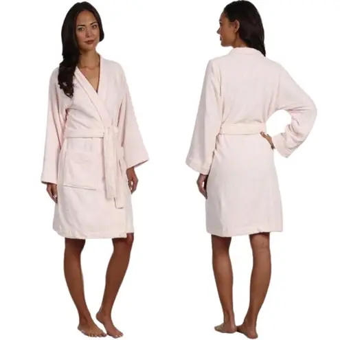 Lauren Ralph Lauren Women's Size Medium Greenwich Woven Terry Robe Bathrobe Pink