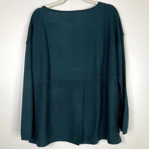 NYDJ Long Sleeve Split Back Slight Boatneck Soft Comfy Sweater Ribbed Detail Lg