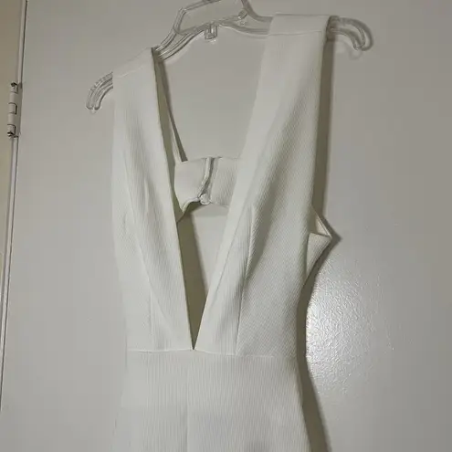 Solace London NEW! white plunge vneck maxi front slit dress US 4 *READ DESCR*