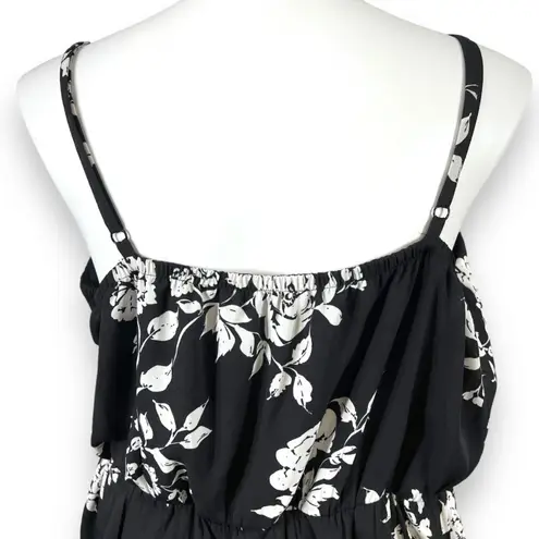 City Chic Womens Shorts Romper Floral Print Tie Front Black White Size XL 22