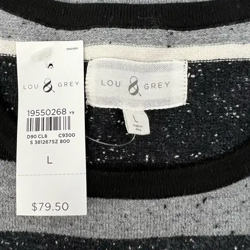 Lou & grey NWT -  Black/Gray Speckled Striped Sweater Dress - Size L