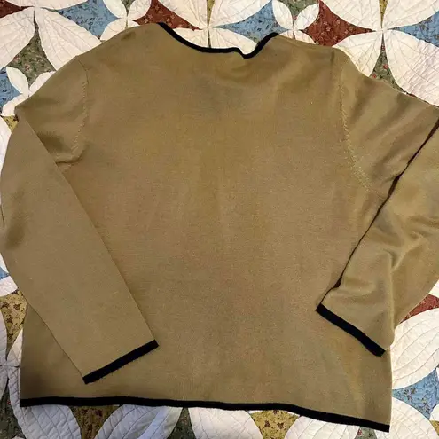 Unique vintage tan and black embroidered cottagecore grandma cardigan Size XL