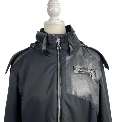 Eric Snow Womens Size Large Patchwork Winter Full Zip Black Jacket faux leather