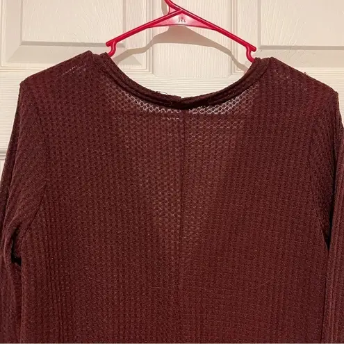 Unbranded Waffle Knit Tunic Size Medium Tie Knot Henley Tops Loose V