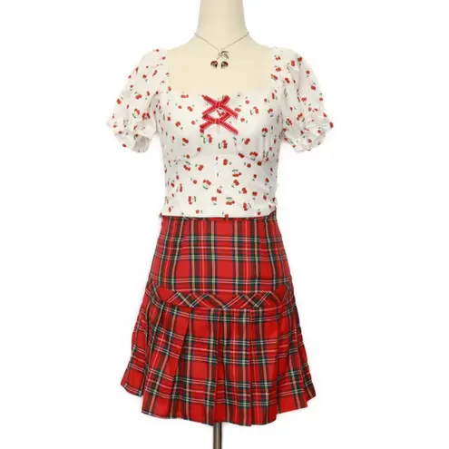 Cherry Prints White Crop Top