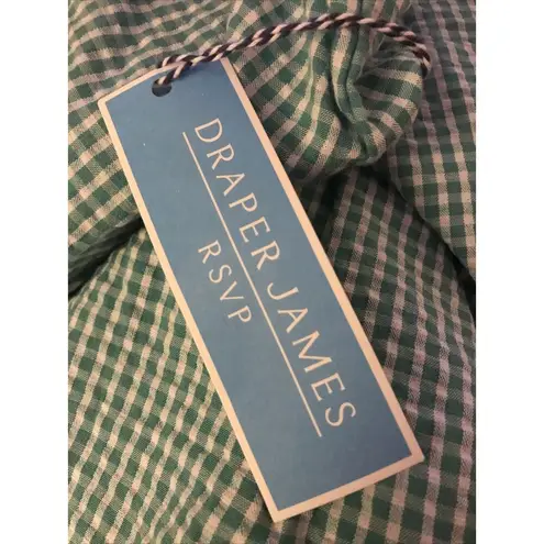 Draper James RSVP Puff-Sleeve Surplice Dress mint green & white Gingham Pockets - Image 5