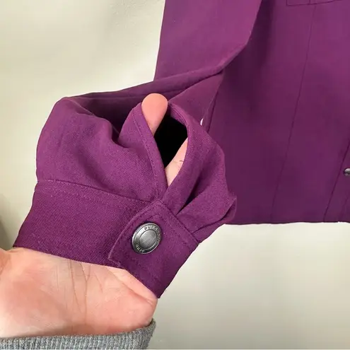 Burberry  Brit Safari Snap Button Down Shirt Womens M Purple Long Sleeves Top