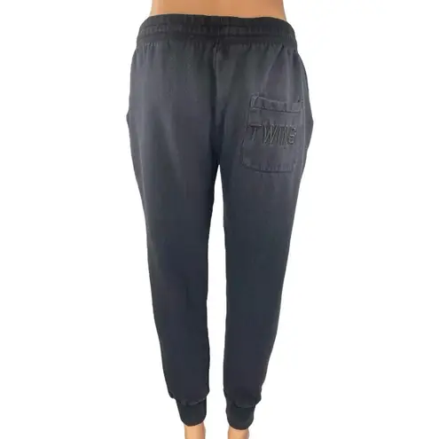 Eleven Paris Black Elastic Waist Drawstring Tapered Leg Trousers Joggers Pants S