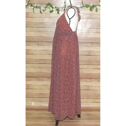 Dear John Elia Sleeveless Maxi Dress Size M Adjustable Straps V-Neck Lined Ruffle
