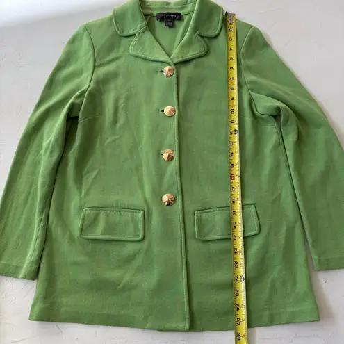 St. John Vintage Green 4 Gold Buttons Wool Blend Blazer Jacket Size 10