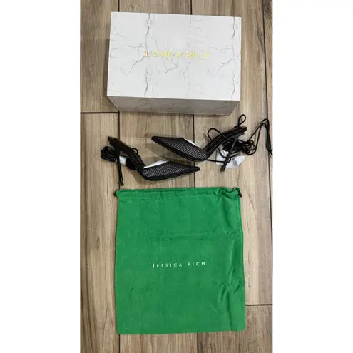 New in Box Jessica Rich Exotic Ankle Wrap Sandals in Black Sz 38 Sz 8 $150