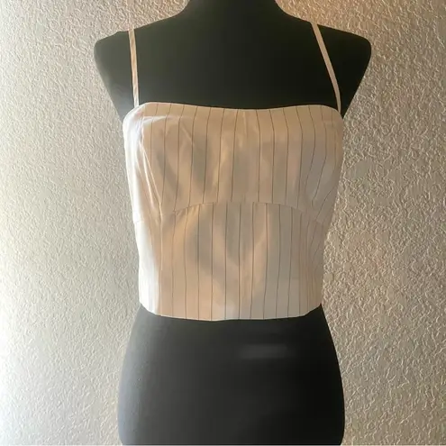 Walter Baker Tanvi Top, Chicago Pin Stripe Color White Black Stripes Back zipper