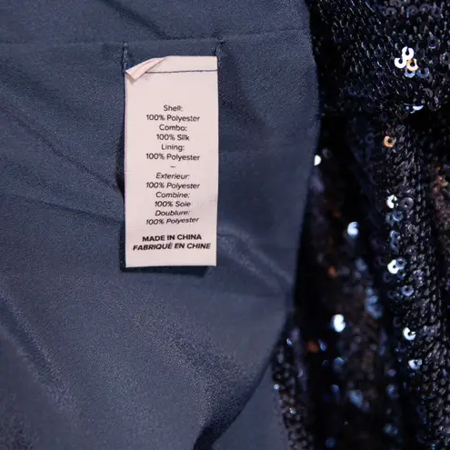 Cinq à Sept NEW Cinq A Sept Skylar Sequin Embellished Sparkle Mini Dress In Onyx Blue 6