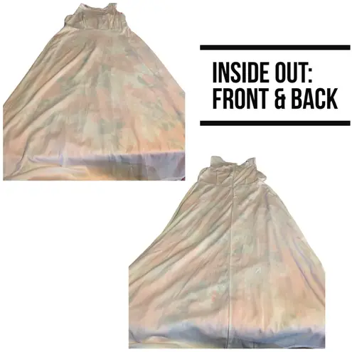 Chetta B CORAL, WHITE AND GRAY FLORAL PRINT CHIFFON MAXI DRESS (12)