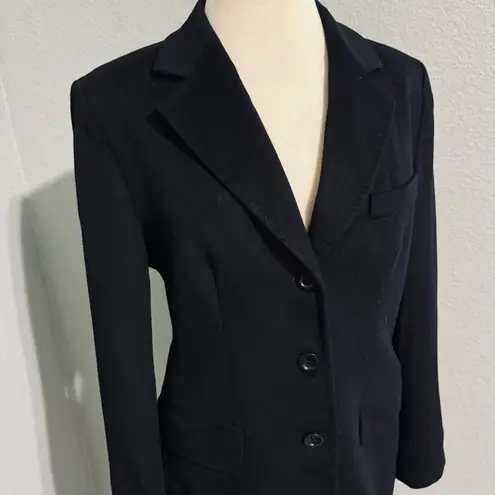 Max Mara Black Single Breasted Lapel Collar 100% Virgin Wool Blazer Sz 8 Italy