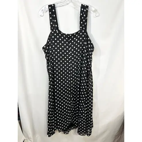 Maggie Barnes Plus Size 24W Dress Midi Black Polka Dot Sleeveless Shift 1414