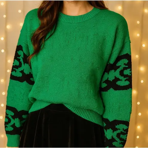 Vintage 80’s 100% Cotton Kelly Green Retro Pullover Sweater Size M Size M