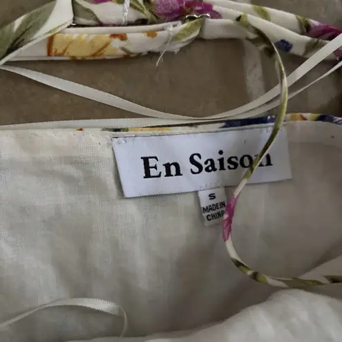 En Saison Dress Womens Size Small Valeria Floral Print Mini Linen Blend