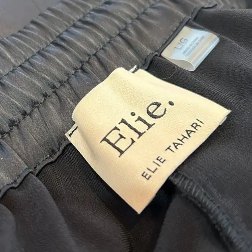 Elie Tahari ELIE. NWT! Black Satin High Rise Drawstring Wide Leg Pants Sz Large