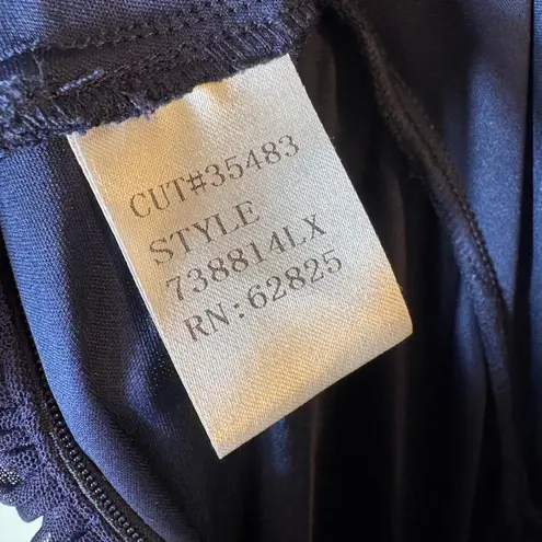 Tadashi Shoji Asymmetric Ruched Sleeve Gown Mesh Indigo/Navy Size Small