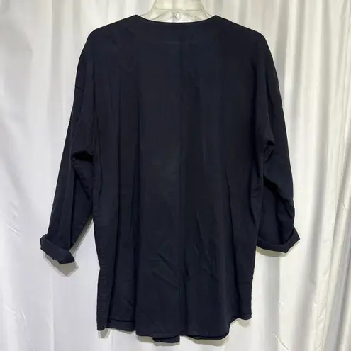 Miss & Mrs Western Vintage Cactus Cross Rhinestone Button Down Shirt Blouse XL Black