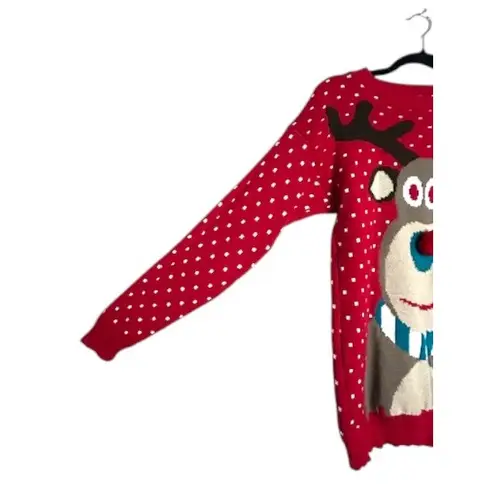 REMEL LONDON Womens Ugly Christmas Sweater L Red Reindeer Festive Party Holiday Size L