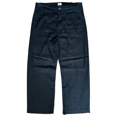 Anthropologie Maeve  Womens Size 31 Tall Black Colette Linen Blend Wide Leg Pants