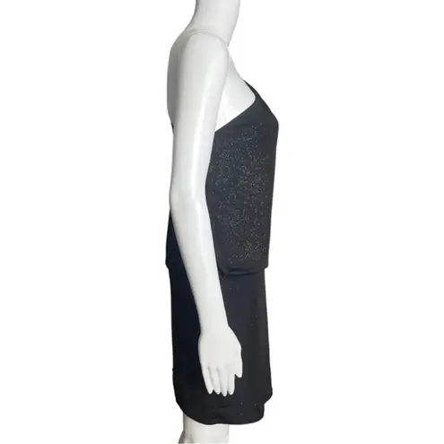 Jessica Howard Dress Womens 8 Black Silver Glitter One Shoulder Mini Cocktails