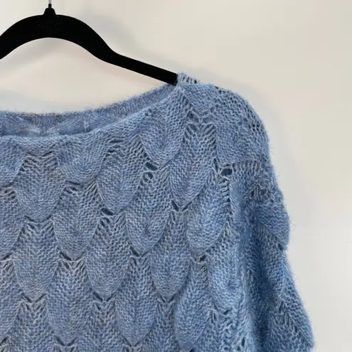 La Maille FRNCH Blue Loose Weave Long Sleeve Pullover Knit Sweater Size S/M