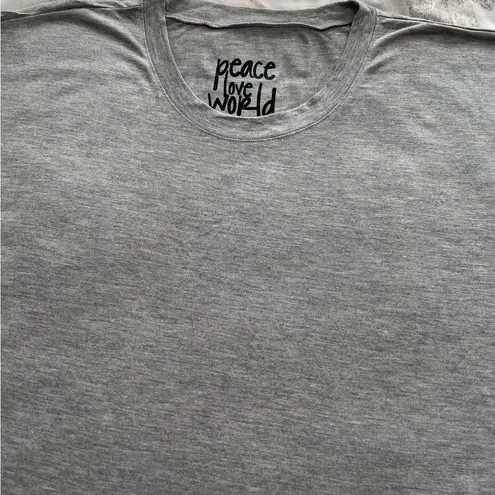 Peace Love World “Love is something you became” gray 100% modal t-shirt, size XL