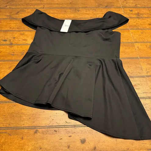 Jasambac Black Off The Shoulder Ruffle Peplum Top Size 2XL