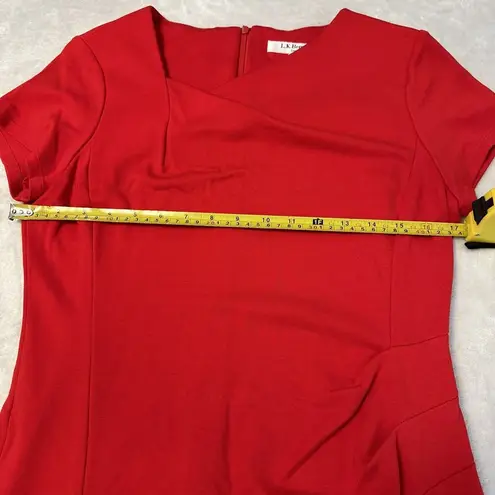 LK Bennett L.K. Bennett Womens Red Drape Detail Short Sleeve Zip Back Shift Dress Size 8