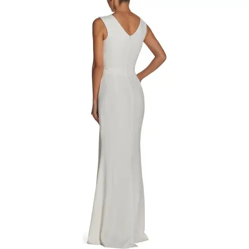 Dress the Population  Sandra Trumpet Gown Dress Women's Med White Plunge Maxi NWT