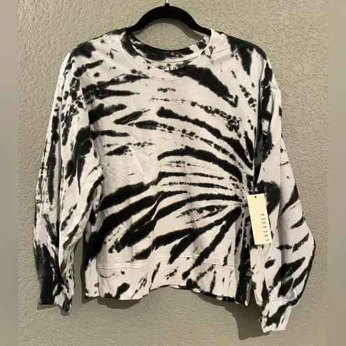 Lacausa NWT  Anthropology Tie Dyed Crewneck Sweatshirt Black & Grey Size L