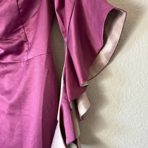 Lulumari NWOT Purple Satin Statement Sleeve Sheath Dress Size Medium
