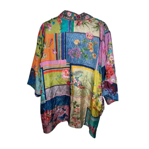 Johnny Was STALLION YENA KIMONO Reversible Silk Colorful Floral Beaded Medium