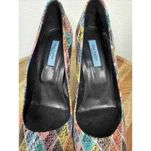 Dee Keller Pumps Multi Color Snake Skin Embossed Pointed Toe Italy Sz.40 Leather Pink Size 9