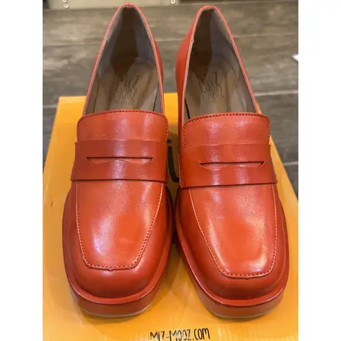 Miz Mooz Penni Red Leather Platform Heeled Loafer Womens 37 / US 6.5-7 Twee