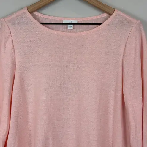 J.Jill Sweater Women M Pink Linen Blend Knit Long Sleeve Classic Lightweight Pink Size M