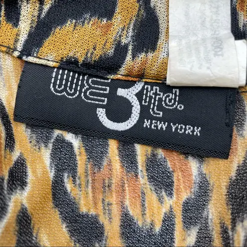 Vintage Sheer Leopard Print Dress Flutter Sleeves Animal Jungle 80s Collar Midi Size XS