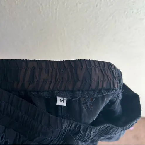 Johnny Was Speir Embroidered Eyelet Jogger Pant Black Medium