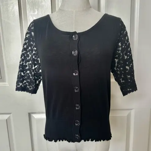 August Silk black lace top/cardigan