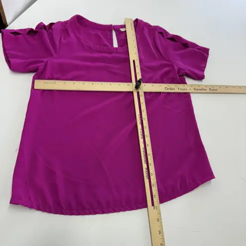 Skies Are Blue Anthropologie Shirt Womens XS Pink Short Sleeve Top Blouse