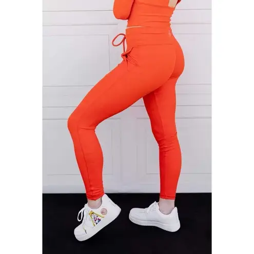 Celestial Bodiez Power 7/8th Leggings in Orange Fire Camo Tetra Print Size Small