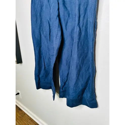 ONIA Dark Blue Navy Wide Leg Air Linen Drawstring Trousers Pants Size XL