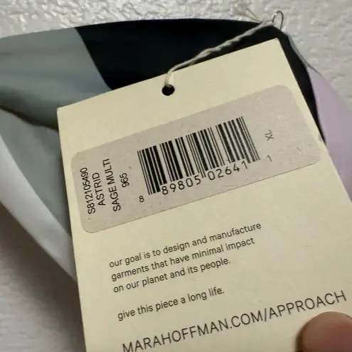 Mara Hoffman Astrid Colorblock Sage Multi Triangle Bikini Swimsuit Top Size XL